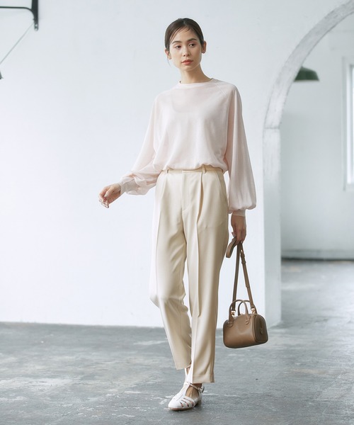 ROPE'（ロペ）の「【洗える】エステルソフトツイルイージータックテーパードパンツ /一部店舗限定（その他パンツ・レディース・ネイビー/オフホワイト・38）」の6枚目の写真