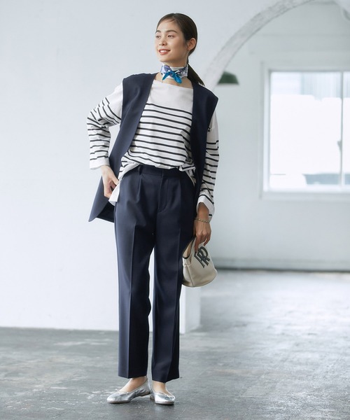 ROPE'（ロペ）の「【洗える】エステルソフトツイルイージータックテーパードパンツ /一部店舗限定（その他パンツ・レディース・ネイビー/オフホワイト・38）」の16枚目の写真