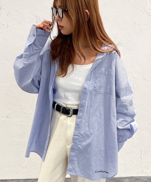 apres jour mignon（アプレジュールミニョン）の「オックスクロスシャツ【ZOZOTOWN限定アイテム】（シャツ/ブラウス・レディース・ピンク/オフホワイト/ブルー・フリー/X-LARGE）」の2枚目の写真