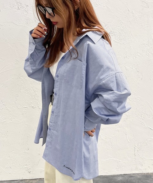 apres jour mignon（アプレジュールミニョン）の「オックスクロスシャツ【ZOZOTOWN限定アイテム】（シャツ/ブラウス・レディース・ピンク/オフホワイト/ブルー・フリー/X-LARGE）」の5枚目の写真