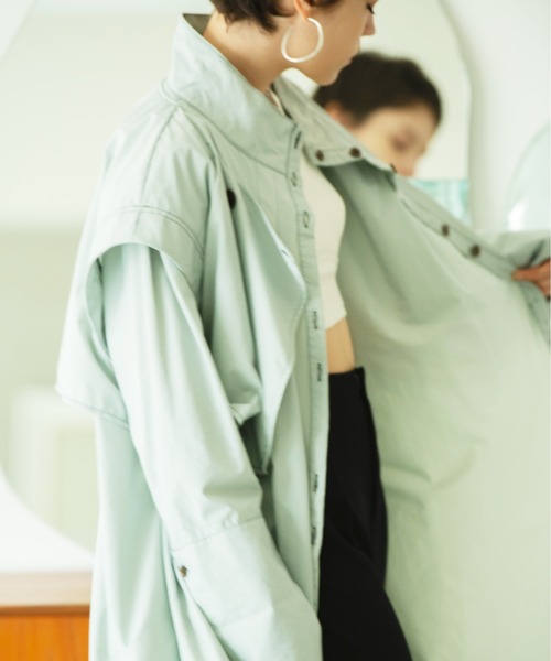 HANNE（アン）の「ロングシャツアウター（ノーカラーコート・レディース・ブラック/グレー/ベージュ・フリー）」の19枚目の写真