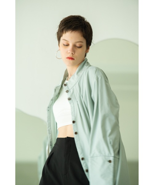 HANNE（アン）の「ロングシャツアウター（ノーカラーコート・レディース・ブラック/グレー/ベージュ・フリー）」の21枚目の写真