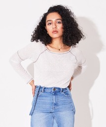 ALEXIA STAM | Sheer Rib Long Sleeve Top/シアーリブロングスリーブトップ(Tシャツ/カットソー)