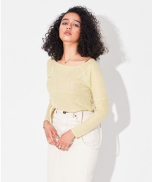 ALEXIA STAM | Sheer Rib Long Sleeve Top/シアーリブロングスリーブトップ(Tシャツ/カットソー)