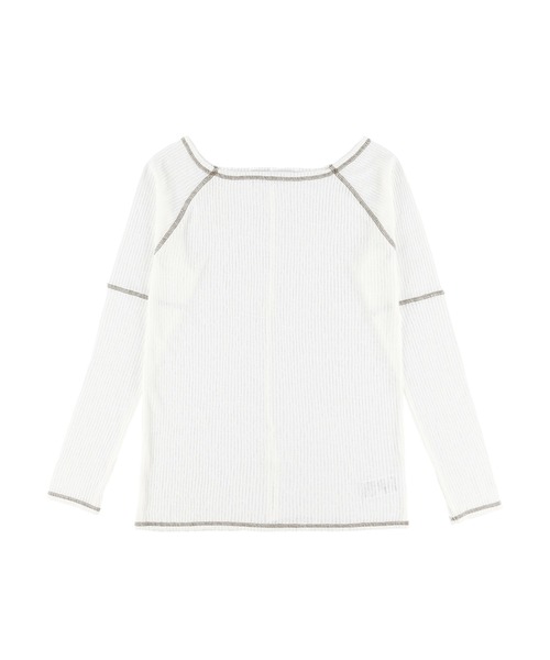 ALEXIA STAM（アリシアスタン）の「Sheer Rib Long Sleeve Top/シアーリブロングスリーブトップ（Tシャツ/カットソー・レディース・ホワイト/ベージュ/ライム・FREE）」の19枚目の写真