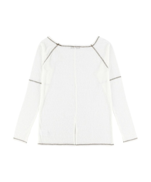 ALEXIA STAM（アリシアスタン）の「Sheer Rib Long Sleeve Top/シアーリブロングスリーブトップ（Tシャツ/カットソー・レディース・ホワイト/ベージュ/ライム・FREE）」の20枚目の写真