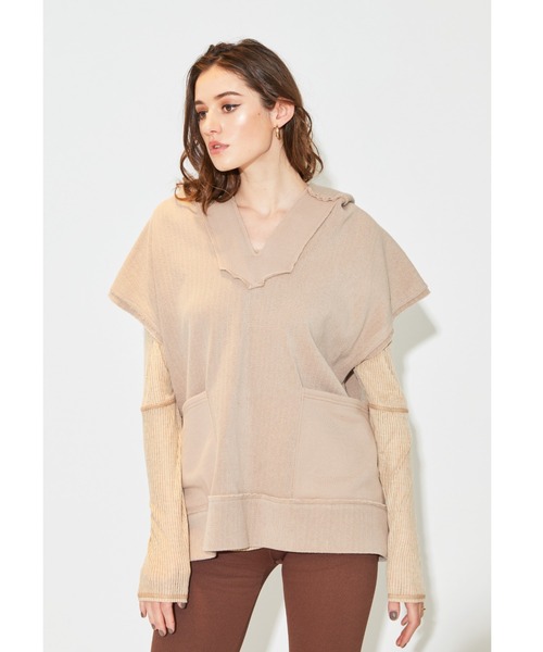 ALEXIA STAM（アリシアスタン）の「Sheer Rib Long Sleeve Top/シアーリブロングスリーブトップ（Tシャツ/カットソー・レディース・ホワイト/ベージュ/ライム・FREE）」の10枚目の写真