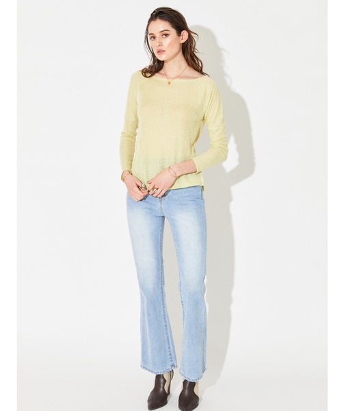 ALEXIA STAM（アリシアスタン）の「Sheer Rib Long Sleeve Top/シアーリブロングスリーブトップ（Tシャツ/カットソー・レディース・ホワイト/ベージュ/ライム・FREE）」の14枚目の写真