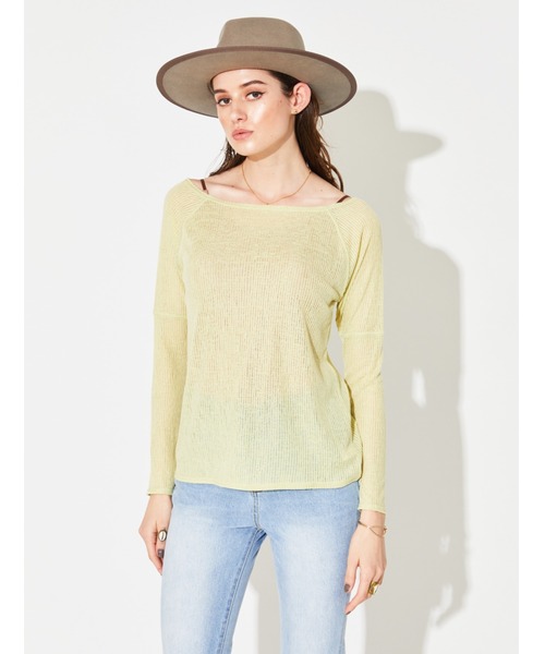 ALEXIA STAM（アリシアスタン）の「Sheer Rib Long Sleeve Top/シアーリブロングスリーブトップ（Tシャツ/カットソー・レディース・ホワイト/ベージュ/ライム・FREE）」の15枚目の写真