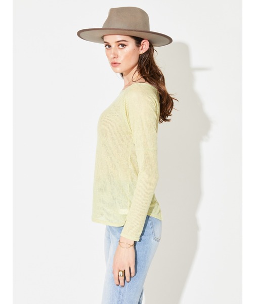 ALEXIA STAM（アリシアスタン）の「Sheer Rib Long Sleeve Top/シアーリブロングスリーブトップ（Tシャツ/カットソー・レディース・ホワイト/ベージュ/ライム・FREE）」の16枚目の写真