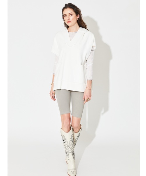 ALEXIA STAM（アリシアスタン）の「Sheer Rib Long Sleeve Top/シアーリブロングスリーブトップ（Tシャツ/カットソー・レディース・ホワイト/ベージュ/ライム・FREE）」の4枚目の写真