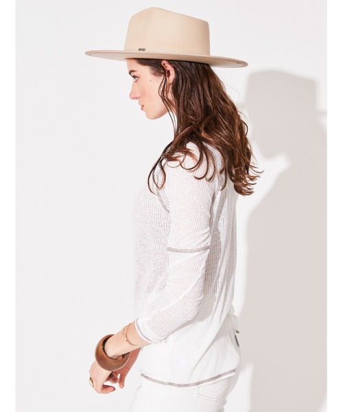 ALEXIA STAM（アリシアスタン）の「Sheer Rib Long Sleeve Top/シアーリブロングスリーブトップ（Tシャツ/カットソー・レディース・ホワイト/ベージュ/ライム・FREE）」の7枚目の写真