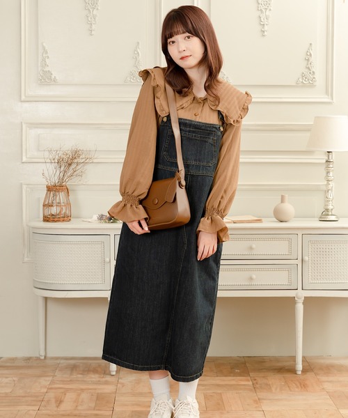 Cham.（チャム）の「ビッグカラーフリルブラウス（シャツ/ブラウス・レディース・ブラウン/ホワイト・F）」の18枚目の写真