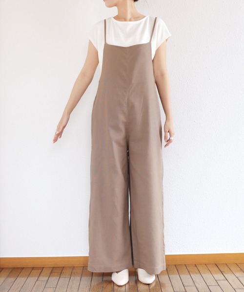 セール】リネン混ワイドキャミサロペット（サロペット