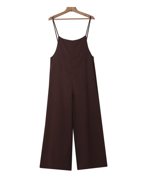 natural by clipツイルキャミサロペット✳︎ リネン100%チャコール セール】リネン混ワイドキャミサロペット（サロペット