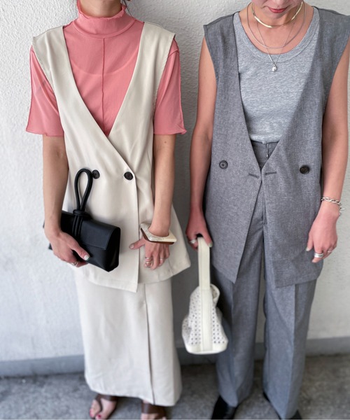 feepur（フェピュール）の「Vネックジレ＆タイトスカート/セットアップ（セットアップ・レディース・アイボリー/ブラック・MEDIUM）」の7枚目の写真