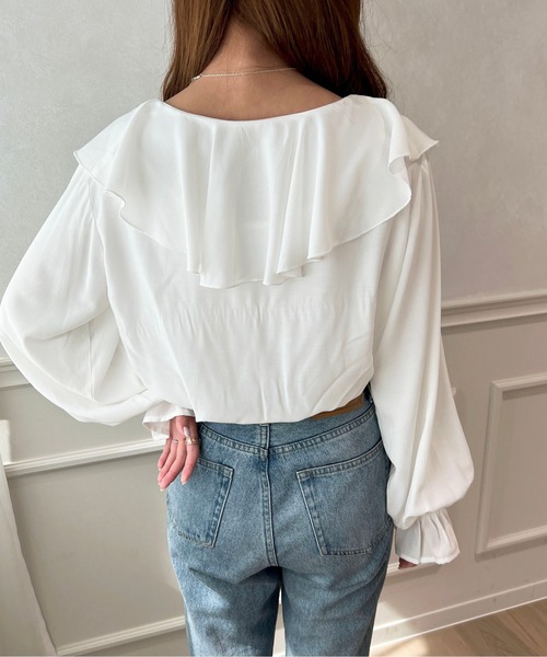 apres jour（アプレジュール）の「ラッフルブラウス【ZOZOTOWN限定アイテム】（シャツ/ブラウス・レディース・オフホワイト/ネイビー/ピンク/ミント/ホワイト系その他/ブラック/ベージュ・X-LARGE/フリー）」の11枚目の写真