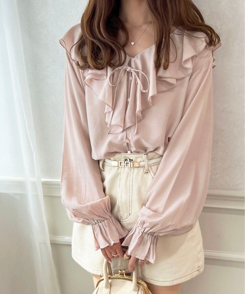 apres jour（アプレジュール）の「ラッフルブラウス【ZOZOTOWN限定アイテム】（シャツ/ブラウス・レディース・オフホワイト/ネイビー/ピンク/ミント/ホワイト系その他/ブラック/ベージュ・X-LARGE/フリー）」の14枚目の写真