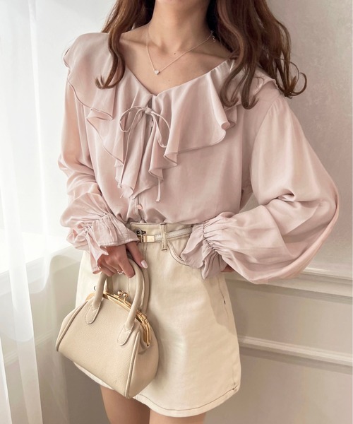 apres jour（アプレジュール）の「ラッフルブラウス【ZOZOTOWN限定アイテム】（シャツ/ブラウス・レディース・オフホワイト/ネイビー/ピンク/ミント/ホワイト系その他/ブラック/ベージュ・X-LARGE/フリー）」の15枚目の写真