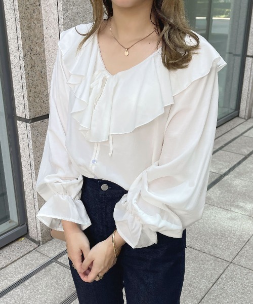 apres jour（アプレジュール）の「ラッフルブラウス【ZOZOTOWN限定アイテム】（シャツ/ブラウス・レディース・オフホワイト/ネイビー/ピンク/ミント/ホワイト系その他/ブラック/ベージュ・X-LARGE/フリー）」の20枚目の写真