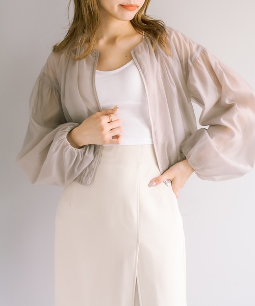 OLIVE des OLIVE（オリーブデオリーブ）の「ボリュームシアブルゾン（ブルゾン・レディース・オフホワイト/グレイッシュベージュ・FREE）」の12枚目の写真
