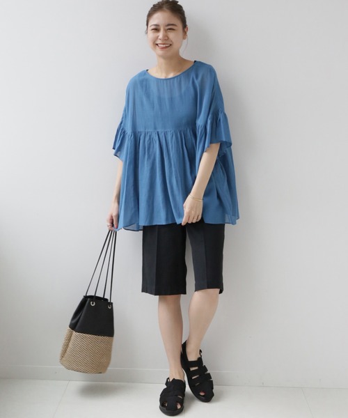JOURNAL STANDARD relume(ジャーナルスタンダード レリューム)の「レーヨンコットンボイルボリュームギャザープルオーバー(シャツ/ブラウス・レディース・ブルー/ブラック/ホワイト・FREE)」の20枚目の写真