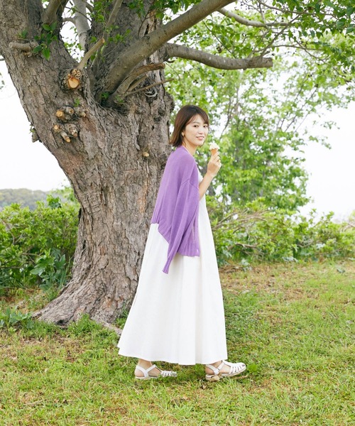 studio CLIP（スタディオクリップ）の「【NEXTWEEKENDコラボ】風と遊ぶワンピース[プチサイズあり]（ワンピース・レディース・ホワイト/ブラック/カーキ/オレンジ・FREE/PF）」の5枚目の写真