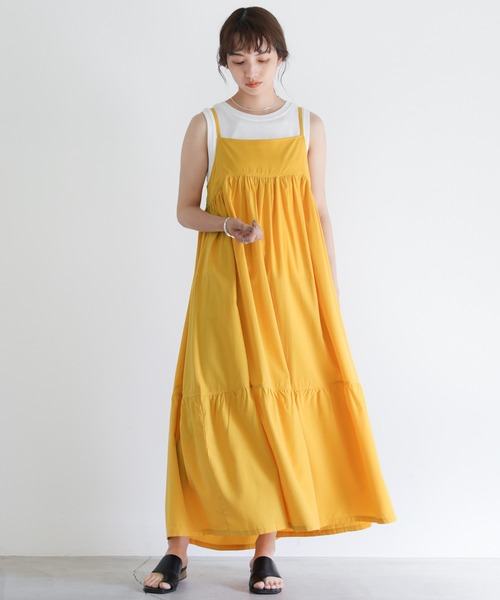 select MOCA(セレクトモカ)の「ティアードギャザーキャミワンピース(ワンピース・レディース・イエロー/グリーン・FREE)」の12枚目の写真