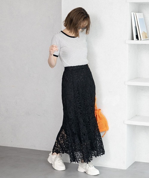 GeeRA（ジーラ）の「花柄レースマーメイドスカート（スカート・レディース・ブラック/オフホワイト・MEDIUM/LARGE/X-LARGE）」の20枚目の写真