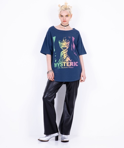 HYSTERIC GLAMOUR（ヒステリックグラマー）の「ILLUSTRATED WOMAN オーバーサイズTシャツ（Tシャツ/カットソー・レディース・ブラック/ネイビー・FREE）」の3枚目の写真