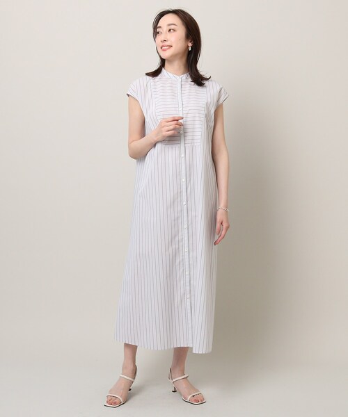 UNTITLED(アンタイトル)の「ストライプシャツワンピース(ワンピース)」|グレー系2