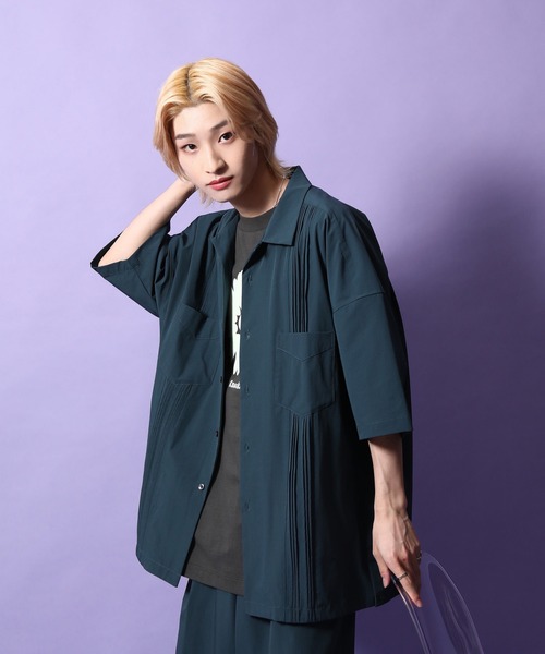 re_k by JUNRED（レクバイジュンレッド）の「re_k by JUNRED / ルーズシルエットナイロンキューバシャツ（シャツ/ブラウス・メンズ・ミント/ダークグリーン・S/L/M）」の9枚目の写真