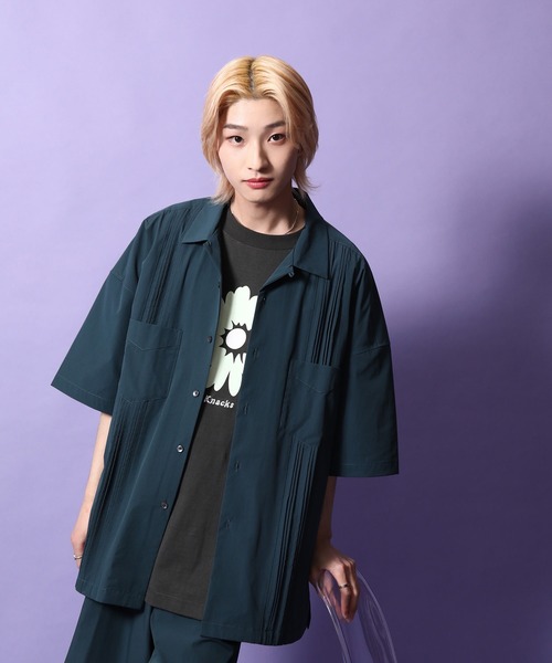 re_k by JUNRED（レクバイジュンレッド）の「re_k by JUNRED / ルーズシルエットナイロンキューバシャツ（シャツ/ブラウス・メンズ・ミント/ダークグリーン・S/L/M）」の11枚目の写真