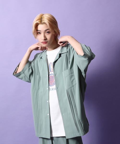 re_k by JUNRED（レクバイジュンレッド）の「re_k by JUNRED / ルーズシルエットナイロンキューバシャツ（シャツ/ブラウス・メンズ・ミント/ダークグリーン・S/L/M）」の13枚目の写真