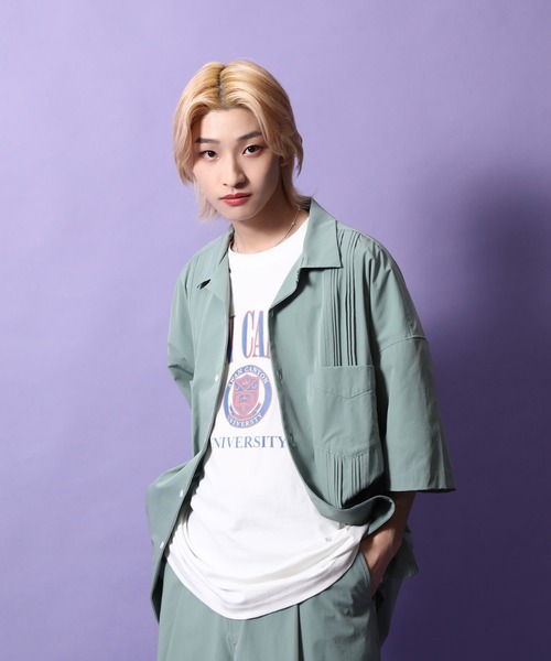 re_k by JUNRED（レクバイジュンレッド）の「re_k by JUNRED / ルーズシルエットナイロンキューバシャツ（シャツ/ブラウス・メンズ・ミント/ダークグリーン・S/L/M）」の14枚目の写真