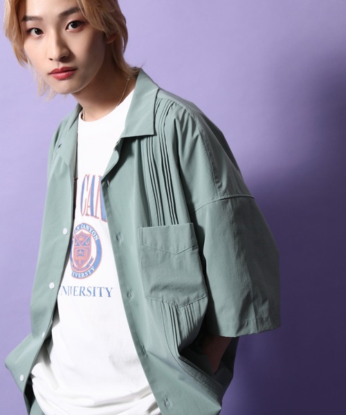 re_k by JUNRED（レクバイジュンレッド）の「re_k by JUNRED / ルーズシルエットナイロンキューバシャツ（シャツ/ブラウス・メンズ・ミント/ダークグリーン・S/L/M）」の15枚目の写真