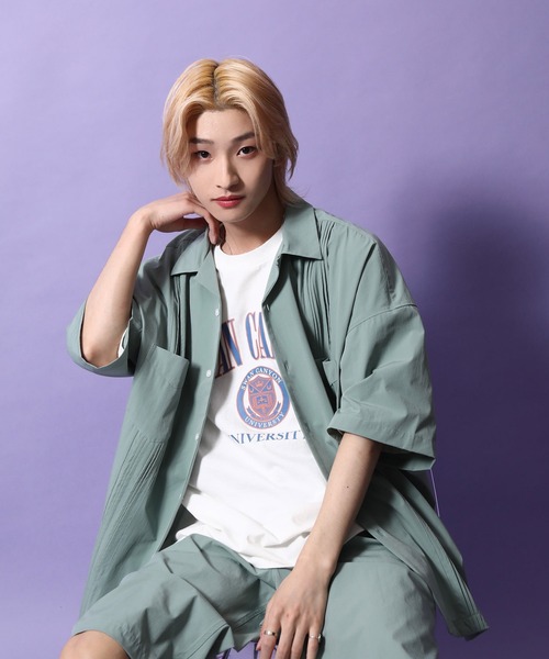 re_k by JUNRED（レクバイジュンレッド）の「re_k by JUNRED / ルーズシルエットナイロンキューバシャツ（シャツ/ブラウス・メンズ・ミント/ダークグリーン・S/L/M）」の16枚目の写真