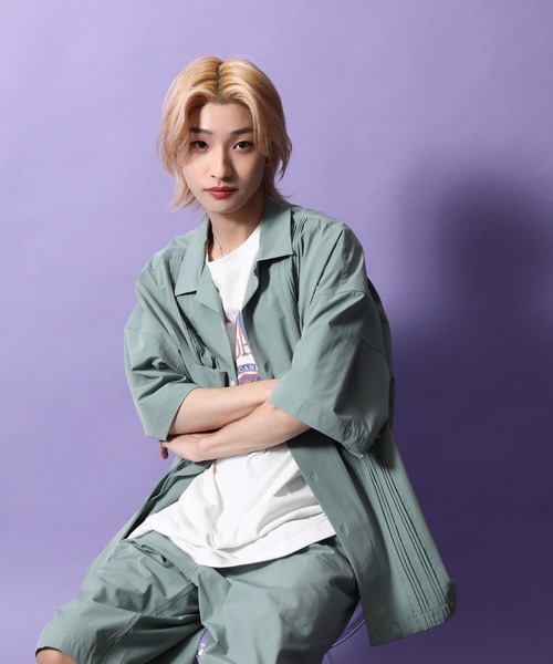 re_k by JUNRED（レクバイジュンレッド）の「re_k by JUNRED / ルーズシルエットナイロンキューバシャツ（シャツ/ブラウス・メンズ・ミント/ダークグリーン・S/L/M）」の18枚目の写真