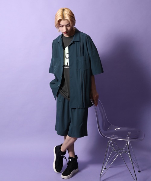 re_k by JUNRED（レクバイジュンレッド）の「re_k by JUNRED / ルーズシルエットナイロンキューバシャツ（シャツ/ブラウス・メンズ・ミント/ダークグリーン・S/L/M）」の20枚目の写真