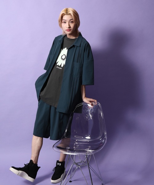 re_k by JUNRED（レクバイジュンレッド）の「re_k by JUNRED / ルーズシルエットナイロンキューバシャツ（シャツ/ブラウス・メンズ・ミント/ダークグリーン・S/L/M）」の21枚目の写真