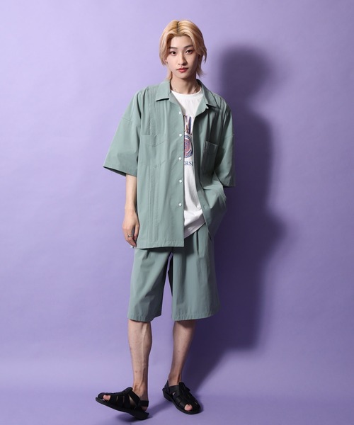 re_k by JUNRED（レクバイジュンレッド）の「re_k by JUNRED / ルーズシルエットナイロンキューバシャツ（シャツ/ブラウス・メンズ・ミント/ダークグリーン・S/L/M）」の22枚目の写真