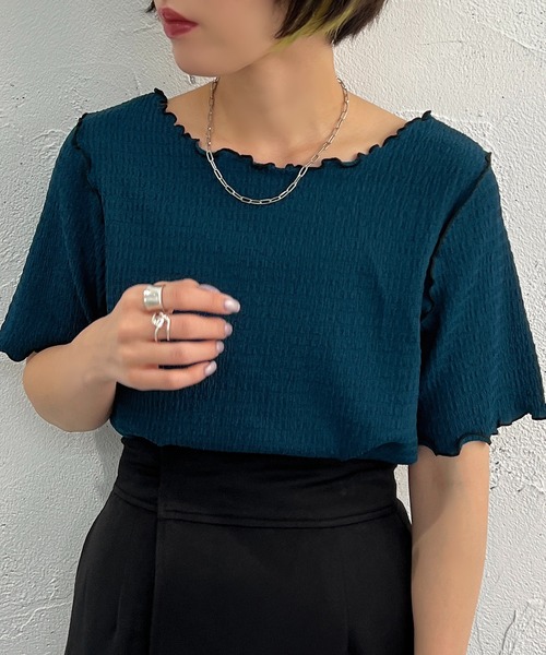 apres jour mignon(アプレジュールミニョン)の「2WAYメロートップス【ZOZOTOWN限定アイテム】(Tシャツ/カットソー・レディース・ブラック/ピンク/ブルー/アイボリー・X-LARGE/フリー)」の3枚目の写真