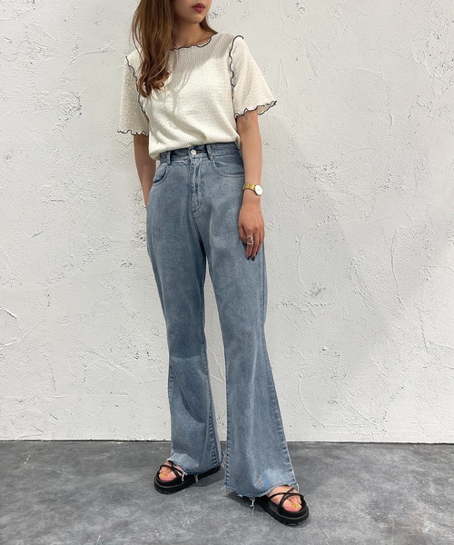 apres jour mignon(アプレジュールミニョン)の「2WAYメロートップス【ZOZOTOWN限定アイテム】(Tシャツ/カットソー・レディース・ブラック/ピンク/ブルー/アイボリー・X-LARGE/フリー)」の10枚目の写真