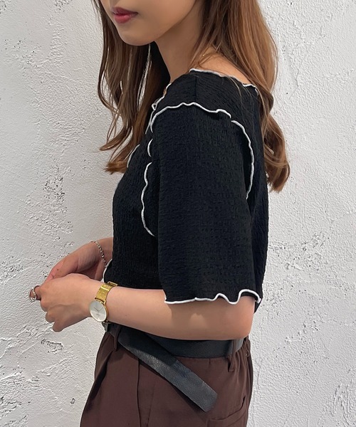 apres jour mignon(アプレジュールミニョン)の「2WAYメロートップス【ZOZOTOWN限定アイテム】(Tシャツ/カットソー・レディース・ブラック/ピンク/ブルー/アイボリー・X-LARGE/フリー)」の13枚目の写真