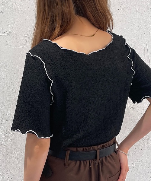 apres jour mignon(アプレジュールミニョン)の「2WAYメロートップス【ZOZOTOWN限定アイテム】(Tシャツ/カットソー・レディース・ブラック/ピンク/ブルー/アイボリー・X-LARGE/フリー)」の14枚目の写真