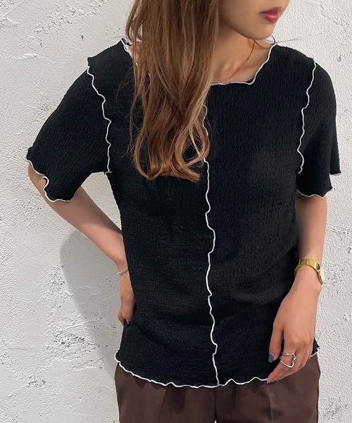 apres jour mignon(アプレジュールミニョン)の「2WAYメロートップス【ZOZOTOWN限定アイテム】(Tシャツ/カットソー・レディース・ブラック/ピンク/ブルー/アイボリー・X-LARGE/フリー)」の18枚目の写真