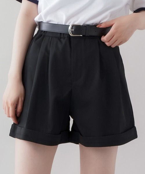 SPINNS(スピンズ)の「センタープレスタック ロールアップショートパンツ(スラックス・レディース・ブラック・ONESIZE)」の10枚目の写真