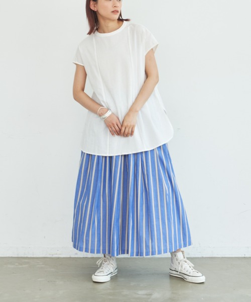 ブラウス シャツ フレンチスリーブピンタックブラウス レディース osharewalker ブラウス レディース トップス フレンチスリーブ