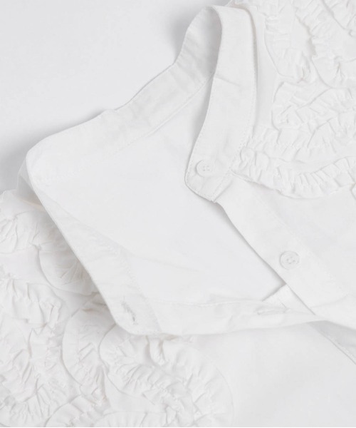 フリルビッグカラースタンドネックブラウス