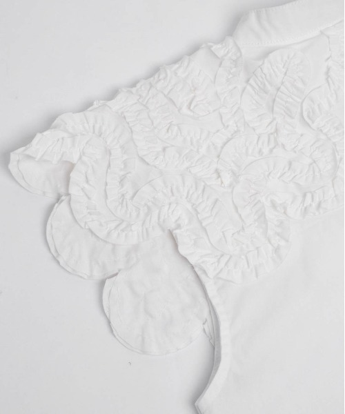 フリルビッグカラースタンドネックブラウス